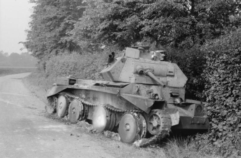 Destroyed British Cruiser Mk IV tank near Huppy and Saint-Maxent, France, on or shortly after 27 May 1940