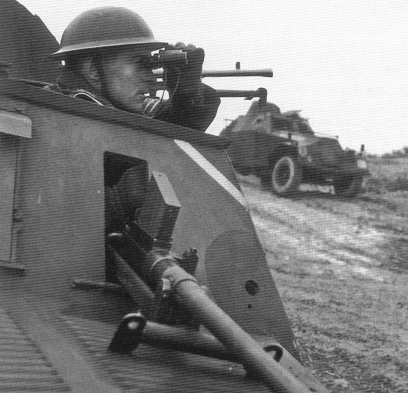 Humber Light Reconnaissance Cars Mk II of 29th Independent Squadron of British Reconnaissance Corps at Shanklin, Isle of Wight, England, United Kingdom, 5 Mar 1942, photo 2 of 2; note Mk II helmet