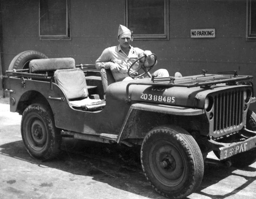 Carol Hebble in a Jeep, Page Field, Florida, United States, 1945