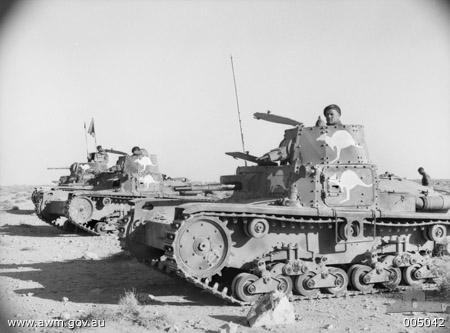 Captured Italian M13/40 and M11/39 tanks pressed into Australian service, North Africa, 23 Jan 1941