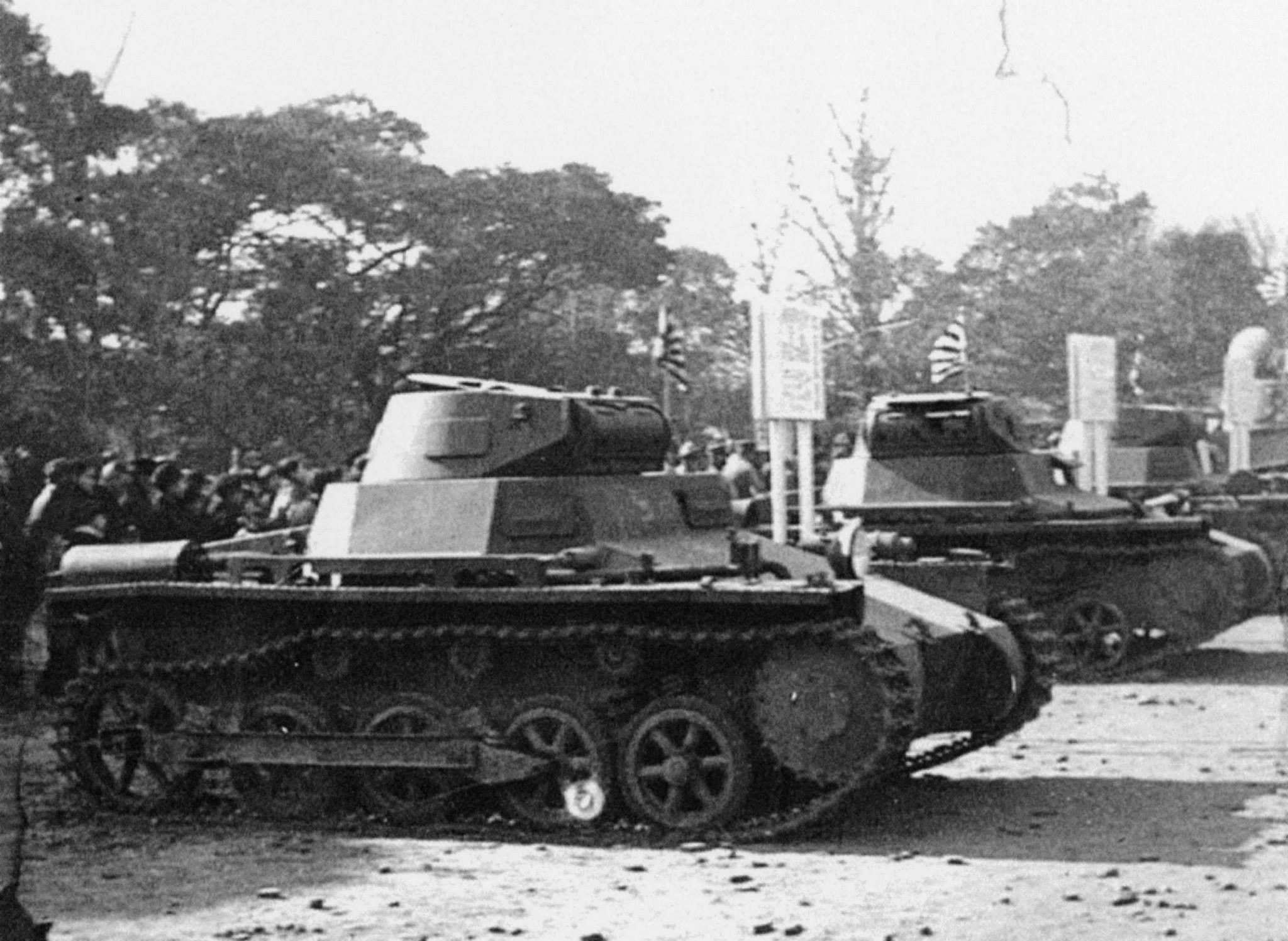 Captured Chinese Panzer I Ausf A tanks on display in Tokyo, Japan, 8-15 Jan 1939