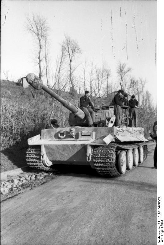 German Army Tiger I heavy tank on a road in Italy, 1944, photo 2 of 2
