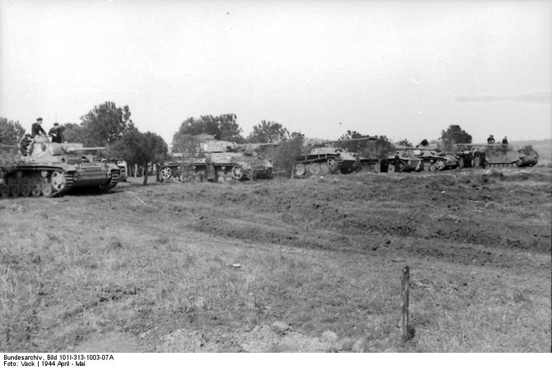 [Photo] German PzKpfw III, IV, V, and VI heavy tanks in a field, Italy ...