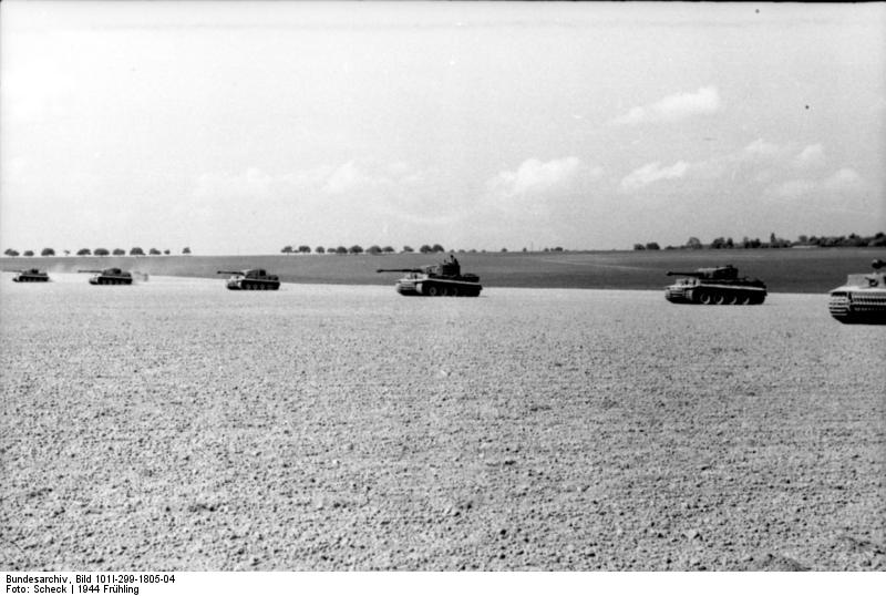 Tiger I heavy tanks engaged in drills, Northern France, spring 1944
