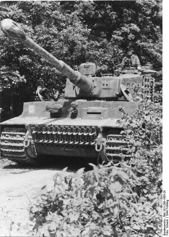 Tiger I heavy tank of the German 1st SS Division Leibstandarte SS Adolf Hitler in Northern France, spring 1944, photo 4 of 5