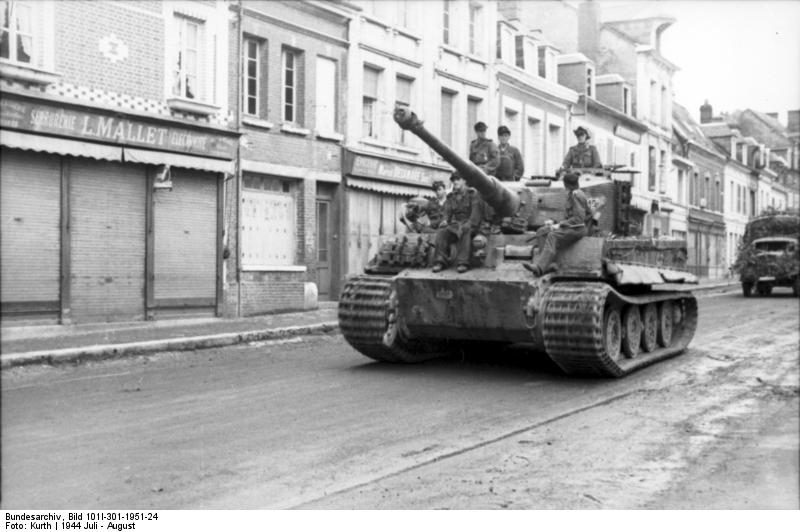 Tiger I heavy tank in a French town, Jul-Aug 1944