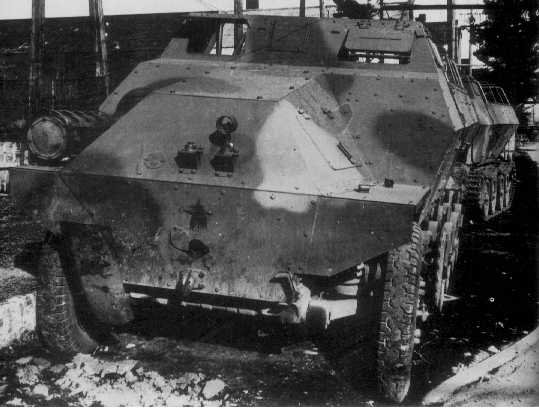 Front view of Japanese Type 1 Ho-Ha armored half-track vehicle, circa 1944