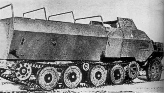 Side view of Japanese Type 1 Ho-Ha armored half-track vehicle, circa 1944