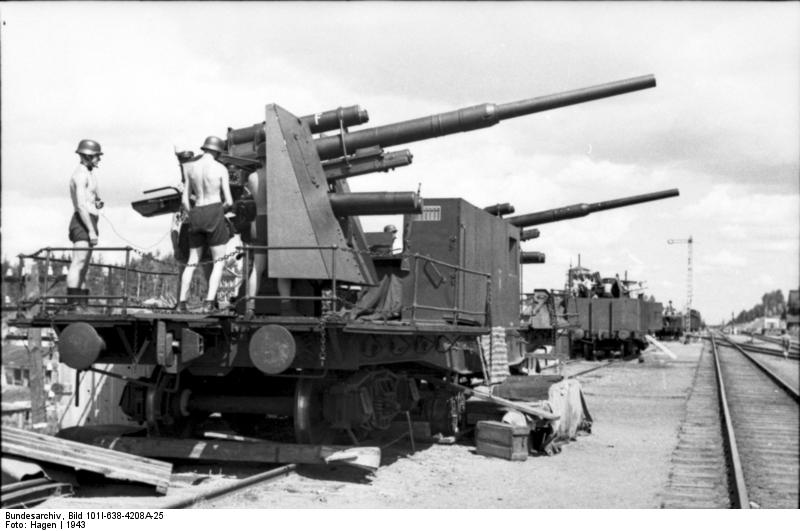 Photo German 88 Cm Flak Anti Aircraft Gun Mounted On A Railway Car