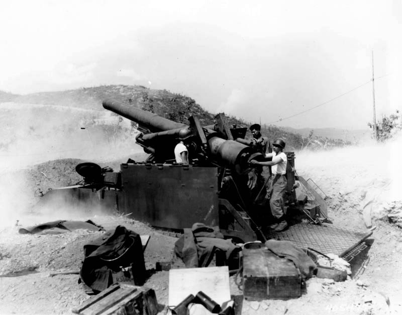 M115 howitzer of US 8th Army in action, Korea, 13 Aug 1952
