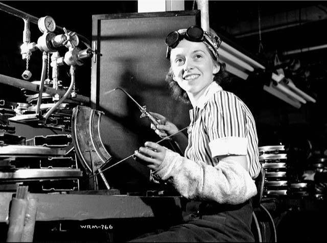 Female worker at the John Inglis and Company factory for Bren guns in Toronto, Canada, 1940s