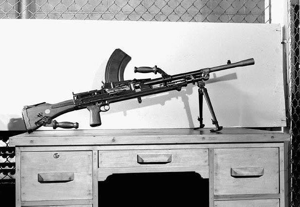 Newly completed Bren gun at the John Inglis and Company factory, Toronto, Canada, 1940s
