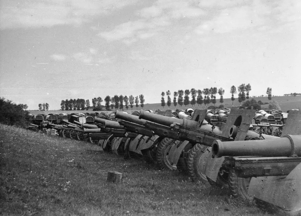 Polish Army Haubica 155mm wz. 1917 howitzers after German capture, Poland, circa late 1939