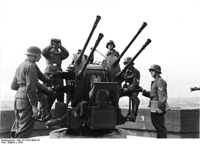 Photo German Flakvierling 38 Anti Aircraft Gun Mounted On Top Of A