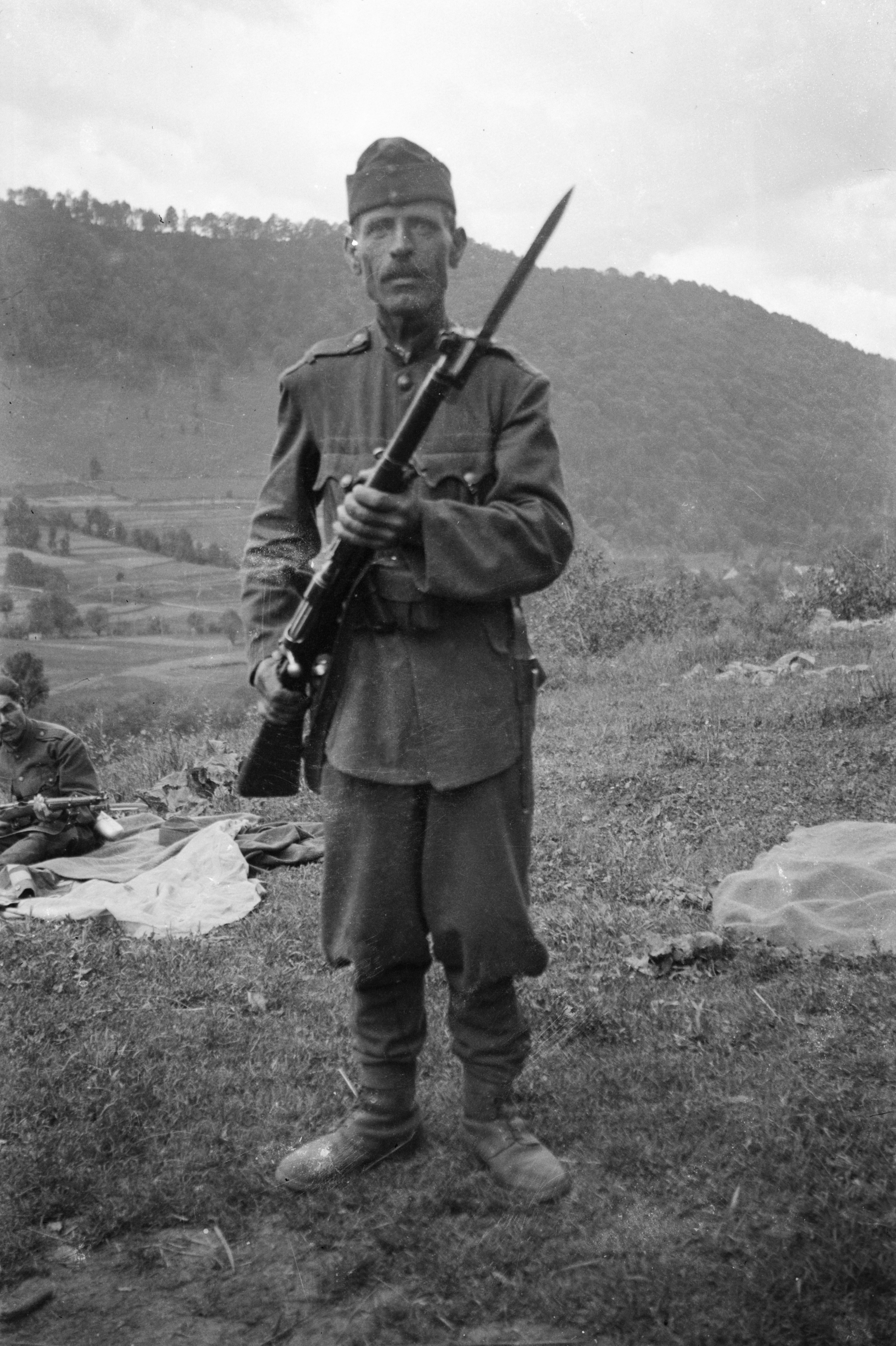 Hungarian soldier with Steyr-Mannlicher M1895 rifle in the Carpathian Mountains, 1940